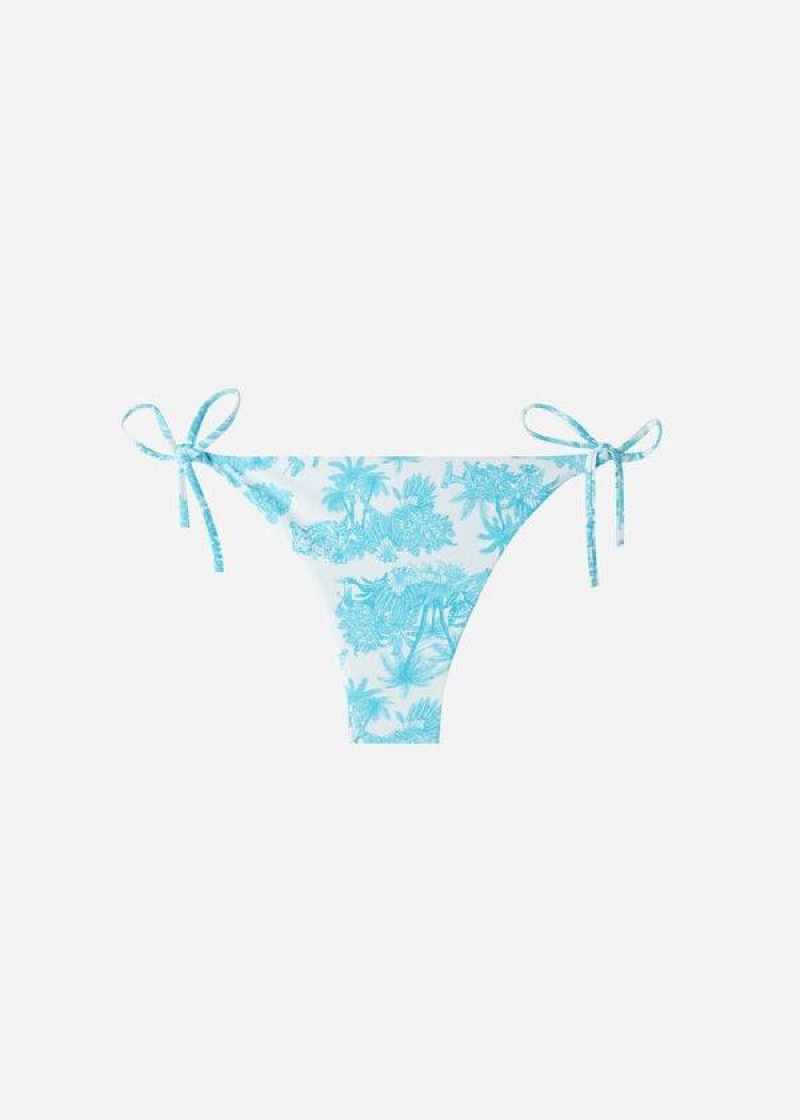 Calzedonia Brazilian String Sorrento Women's Bikini Bottoms Blue | CA 2852MA