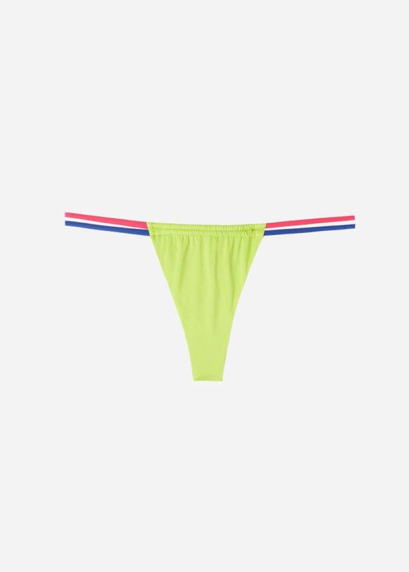 Calzedonia Brazilian String Tokyo Eco Women's Bikini Bottoms Green | CA 2845UT