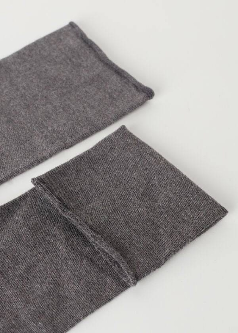 Calzedonia Cashmere Blend 3/4 Long Women's Socks Grey | CA 1953YU