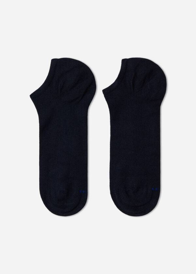 Calzedonia Cashmere Blend No-Show Men's Socks Blue | CA 1311FM