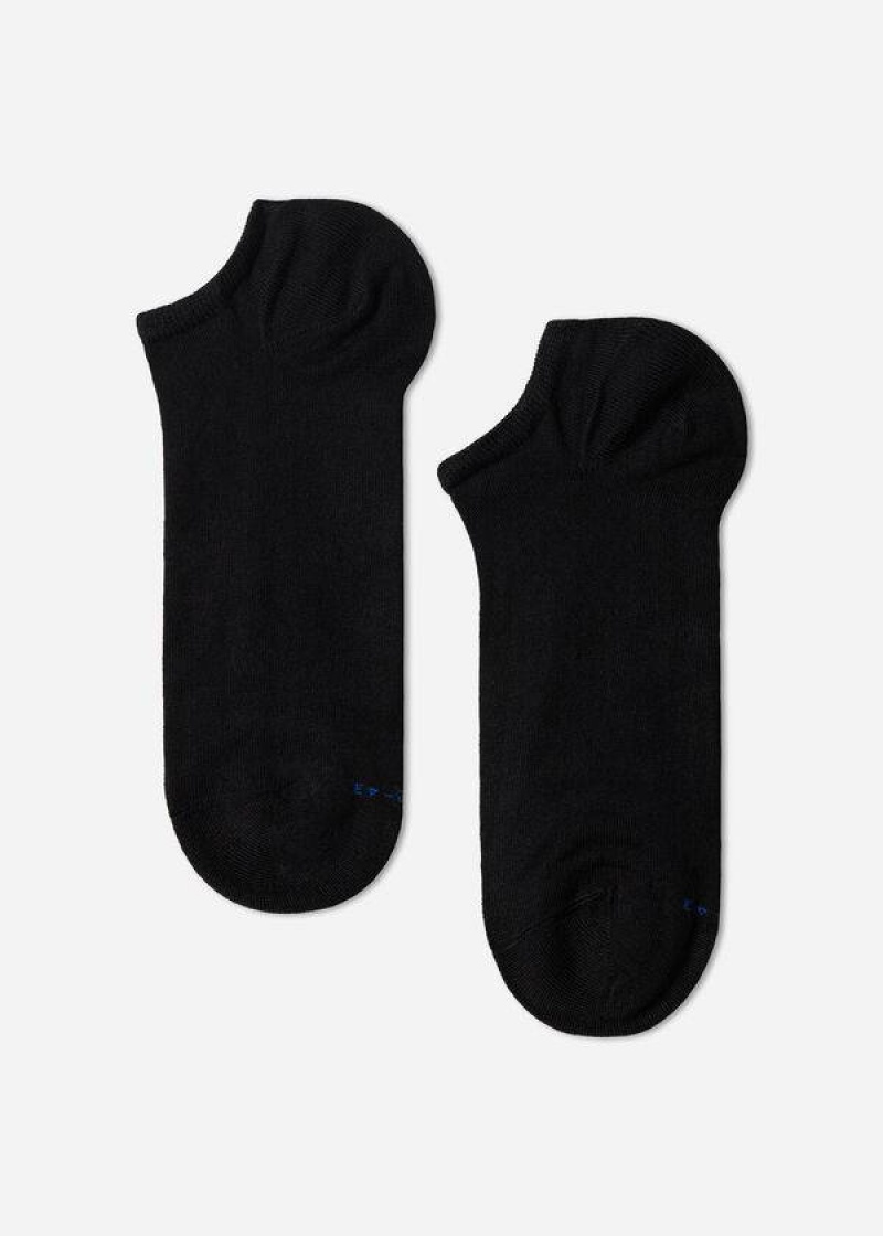 Calzedonia Cashmere Blend No-Show Men's Socks Black | CA 1310DN