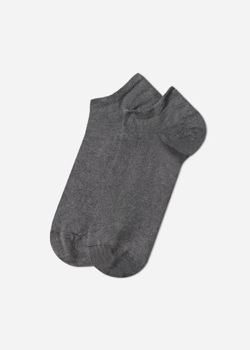 Calzedonia Cashmere Blend No-Show Men's Socks Grey | CA 1309SO