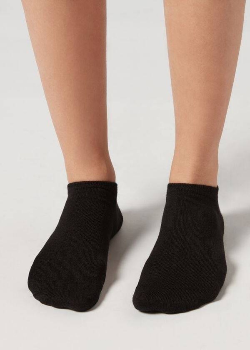 Calzedonia Cashmere Blend No-Show Women\'s Socks Black | CA 1925RW