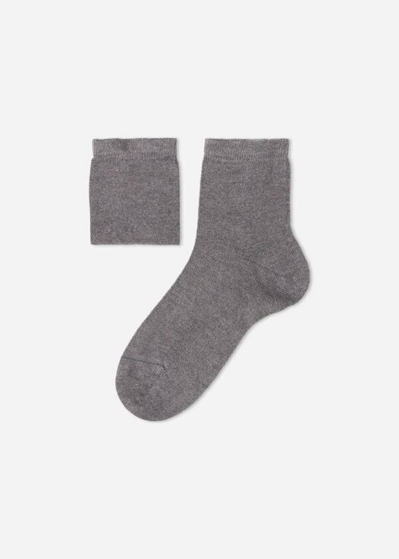 Calzedonia Cashmere Blend Short Kids\' Socks Grey | CA 1101SO