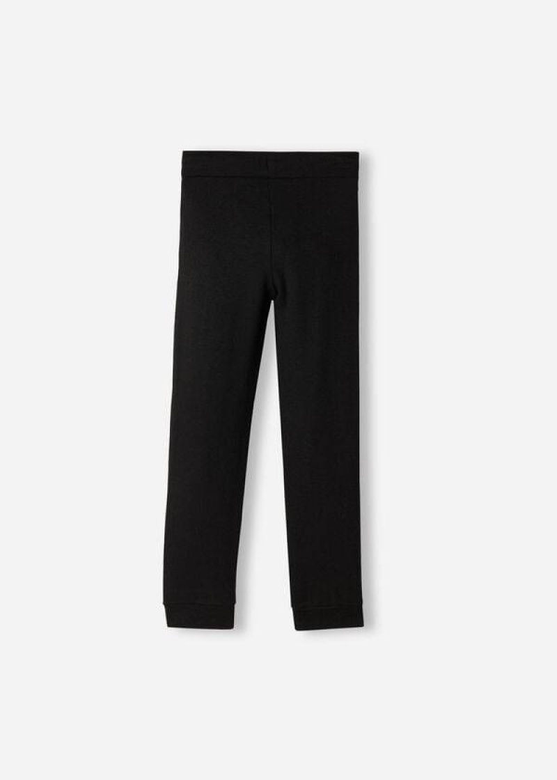 Calzedonia Cashmere Blend Stretch Sport Kids' Leggings Black | CA 1071IS