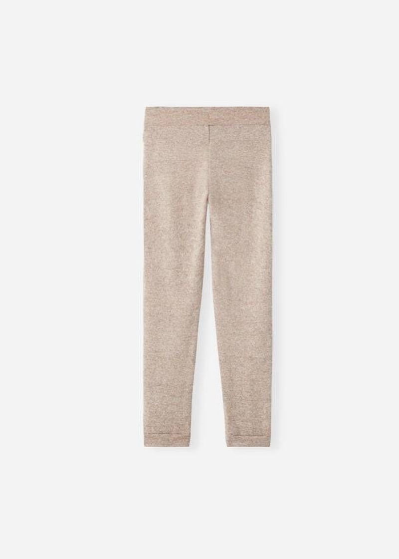 Calzedonia Cashmere Blend Stretch Sport Kids' Leggings Beige | CA 1069YU