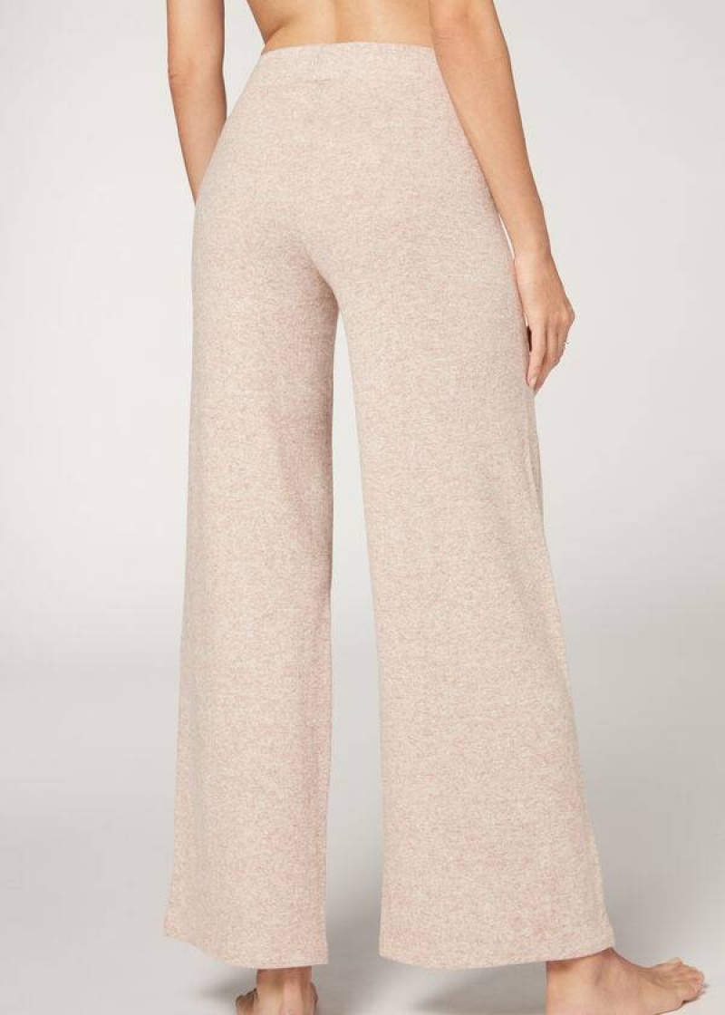 Calzedonia Cashmere Palazzo Women's Leggings Beige | CA 1568AP