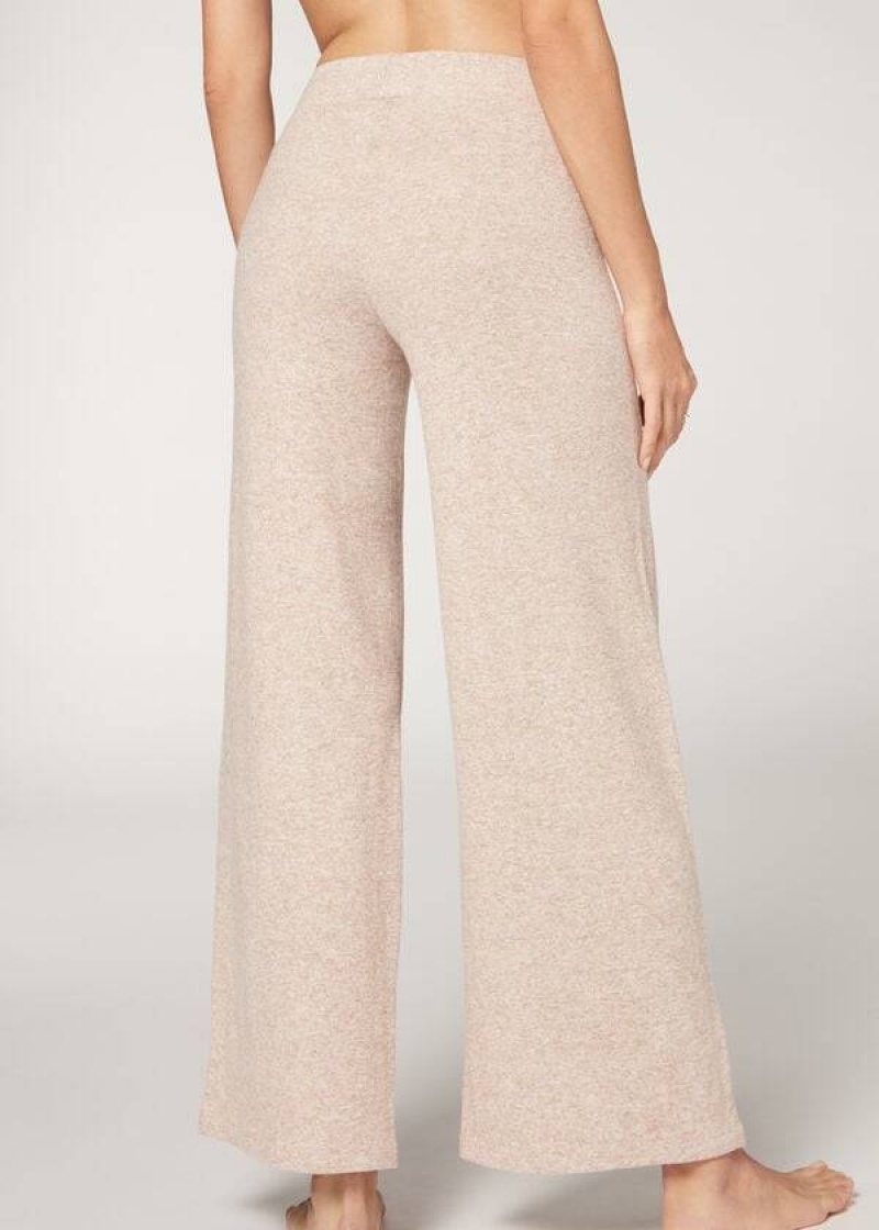 Calzedonia Cashmere Palazzo Women's Pants Beige | CA 1476VD