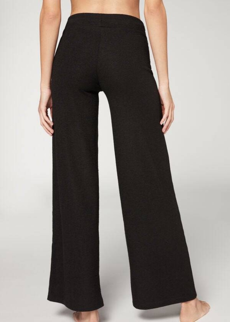 Calzedonia Cashmere Palazzo Women's Pants Black | CA 1474XF