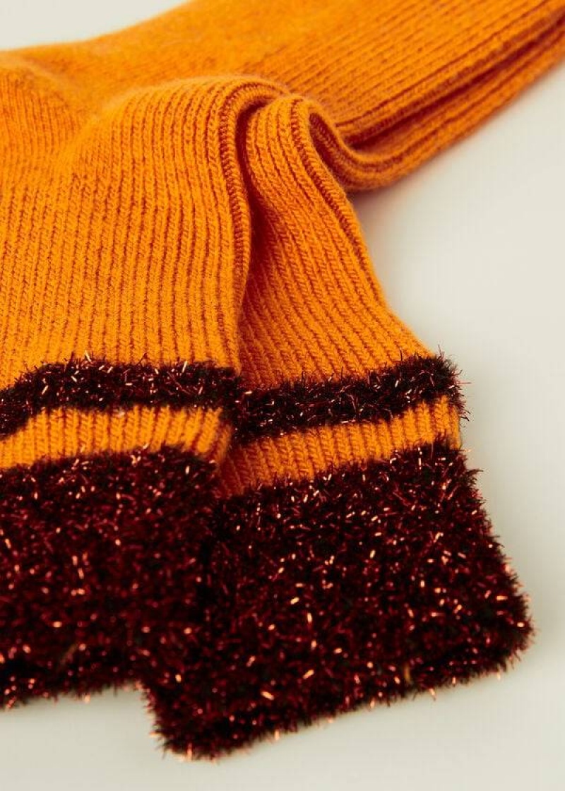 Calzedonia Cashmere Short with Glitter Trim Women's Socks Orange | CA 1835KI