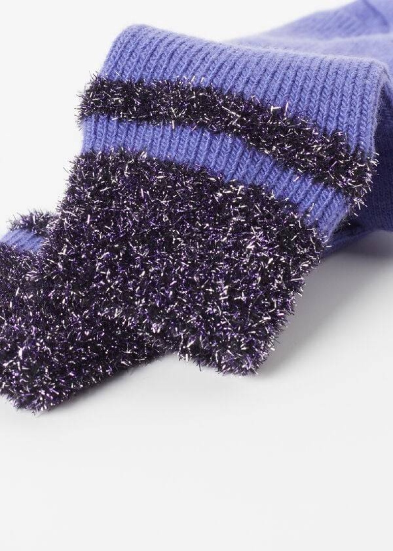 Calzedonia Cashmere Short with Glitter Trim Women's Socks Purple | CA 1834JJ