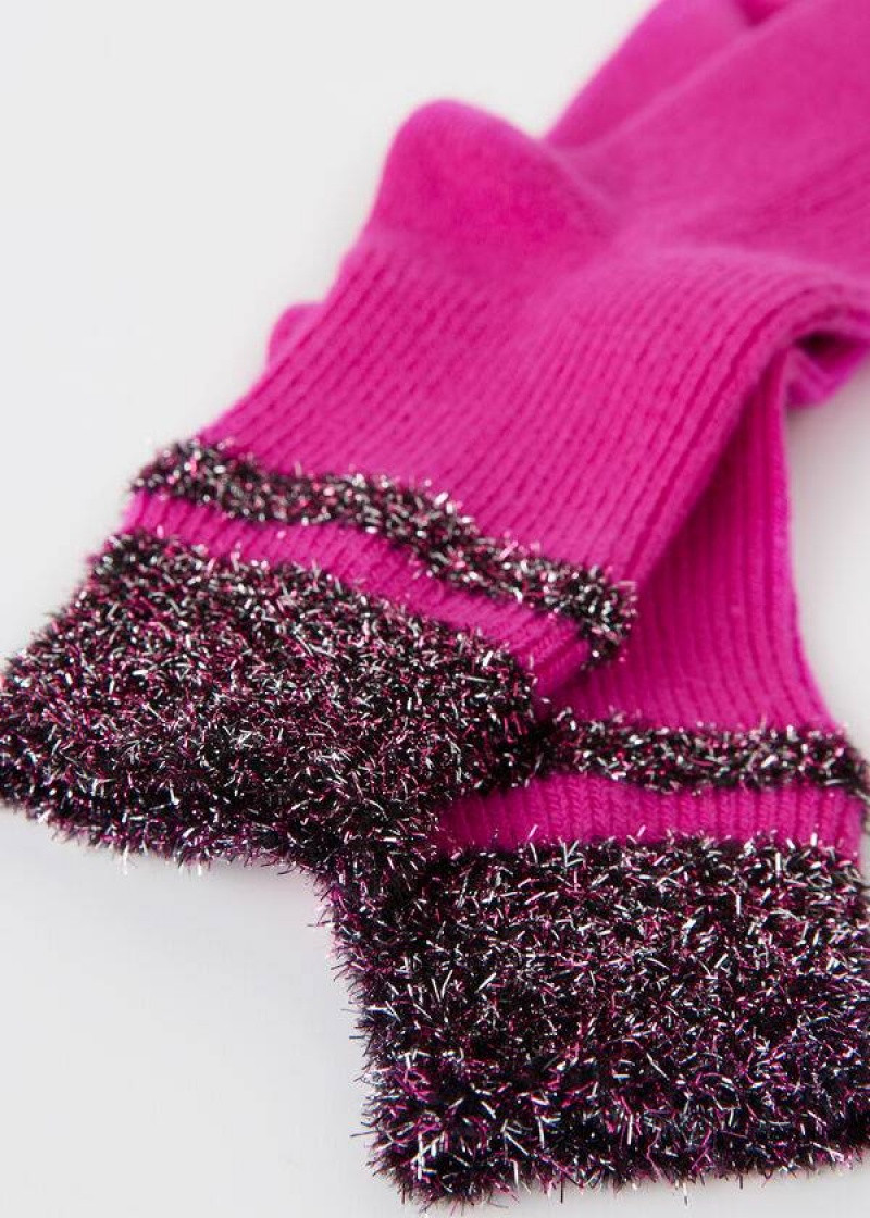 Calzedonia Cashmere Short with Glitter Trim Women's Socks Pink | CA 1833HK