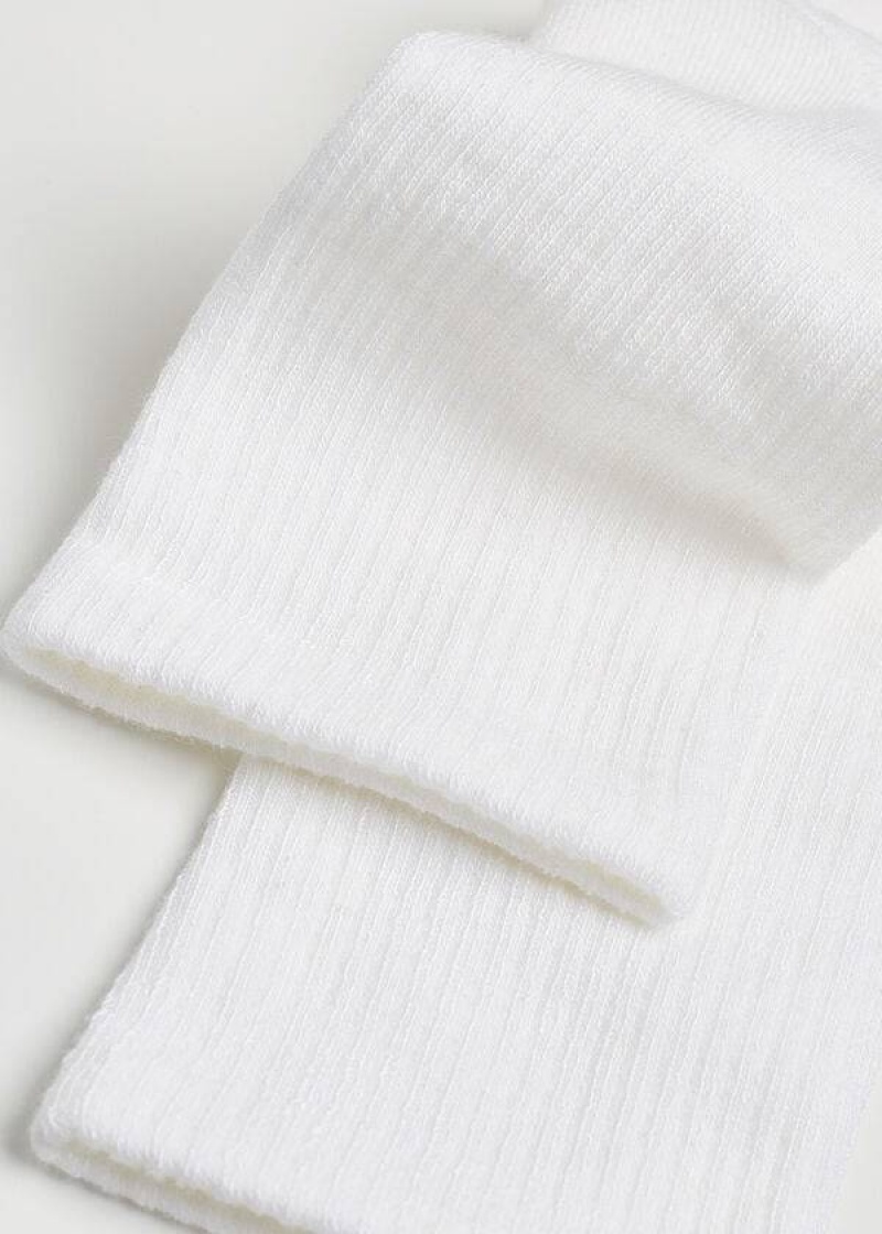 Calzedonia Cashmere Sport Short Women's Socks White | CA 1829SO