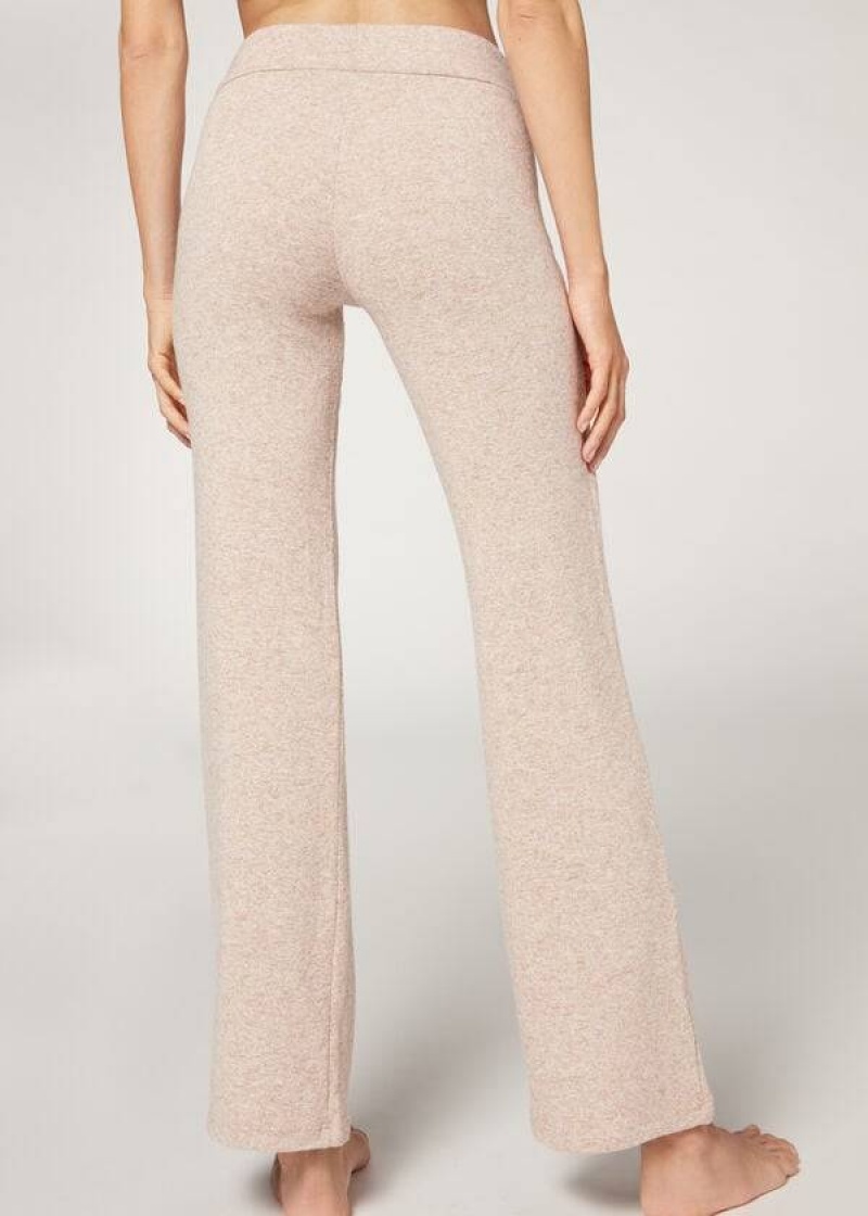 Calzedonia Cashmere Straight Women's Leggings Beige | CA 1564UT