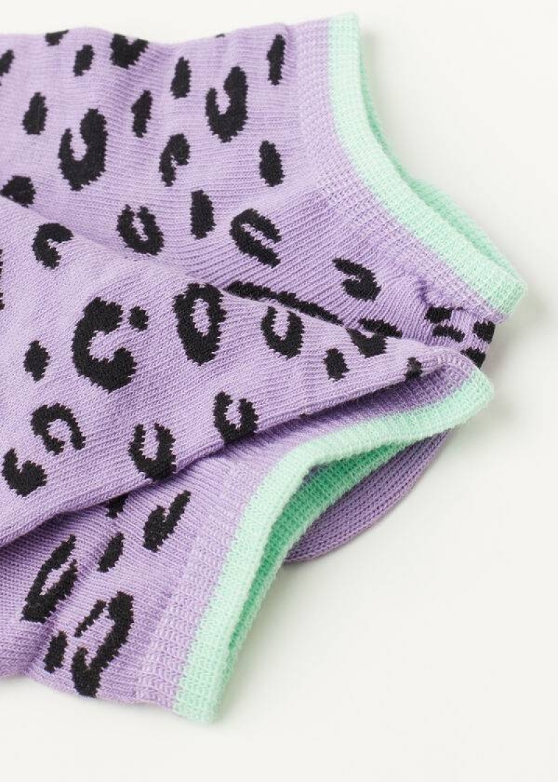 Calzedonia Checkered No-Show Women's Socks Purple | CA 1920NB