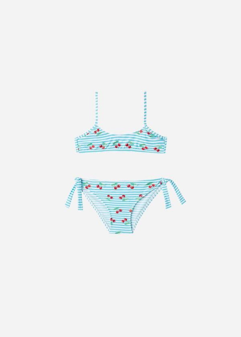 Calzedonia Cherry Two-Piece Ariel Kids\' Swimsuits Blue | CA 1154DN