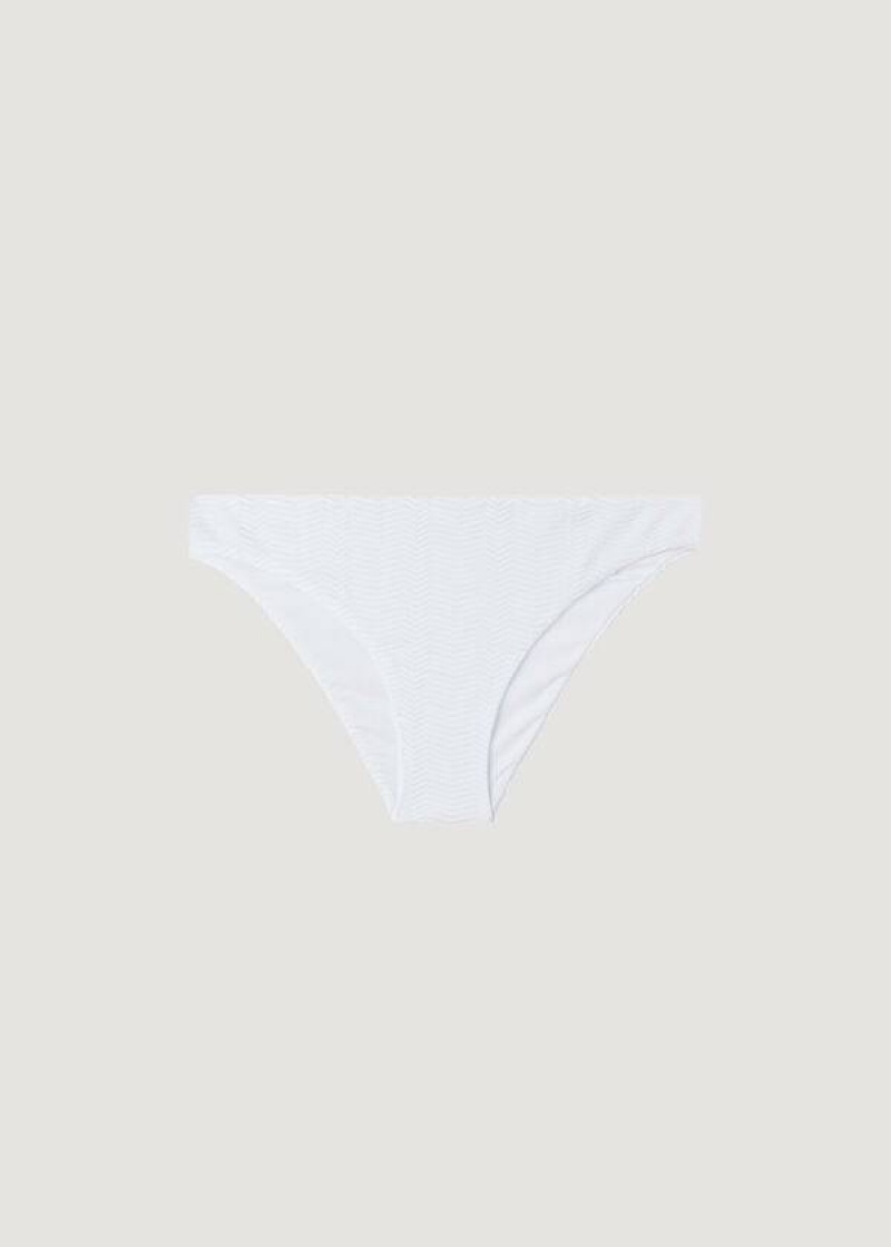 Calzedonia Chevron Casablanca Women's Bikini Bottoms White | CA 2841AP