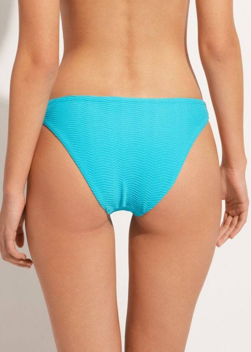 Calzedonia Chevron Casablanca Women's Bikini Bottoms Turquoise Green | CA 2840SO