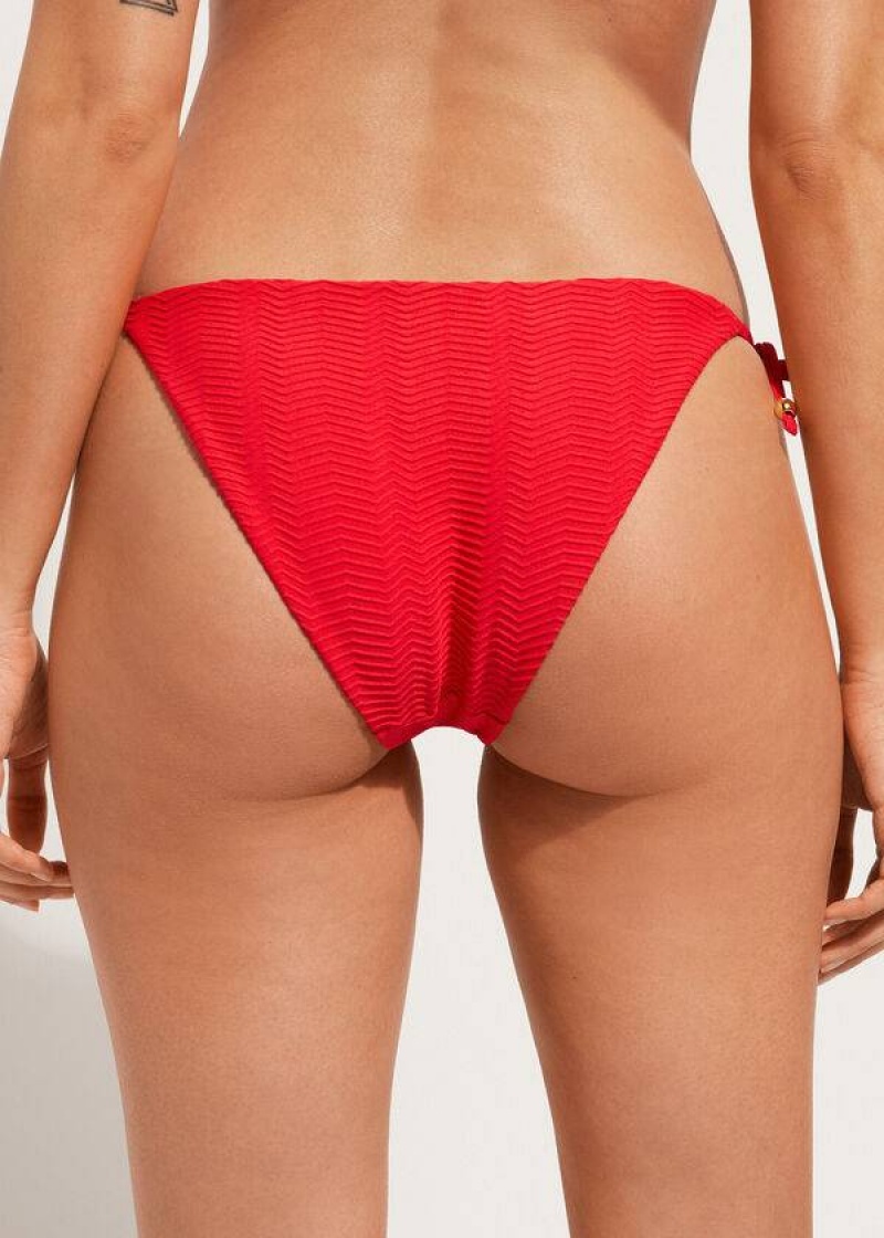 Calzedonia Chevron String Casablanca Women's Bikini Bottoms Red | CA 2834JJ