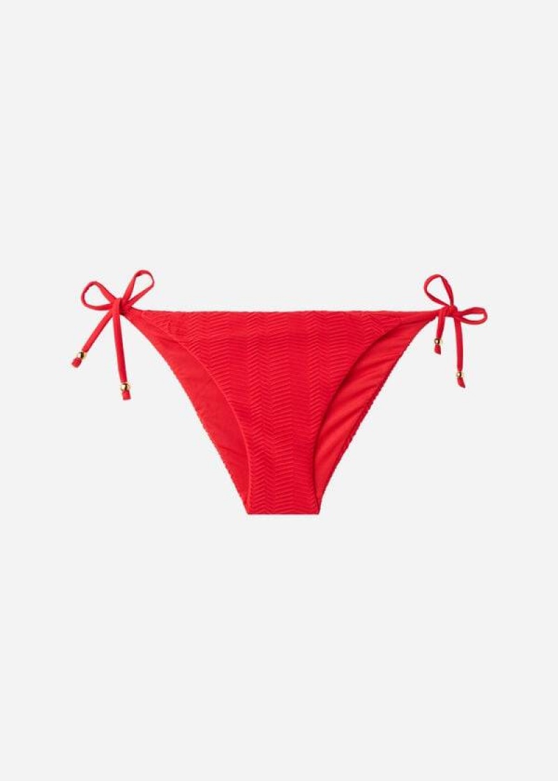 Calzedonia Chevron String Casablanca Women's Bikini Bottoms Red | CA 2834JJ