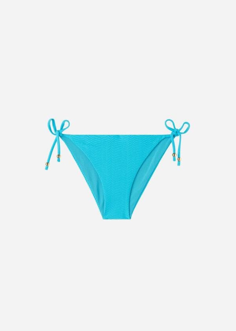 Calzedonia Chevron String Casablanca Women's Bikini Bottoms Turquoise Green | CA 2833KI