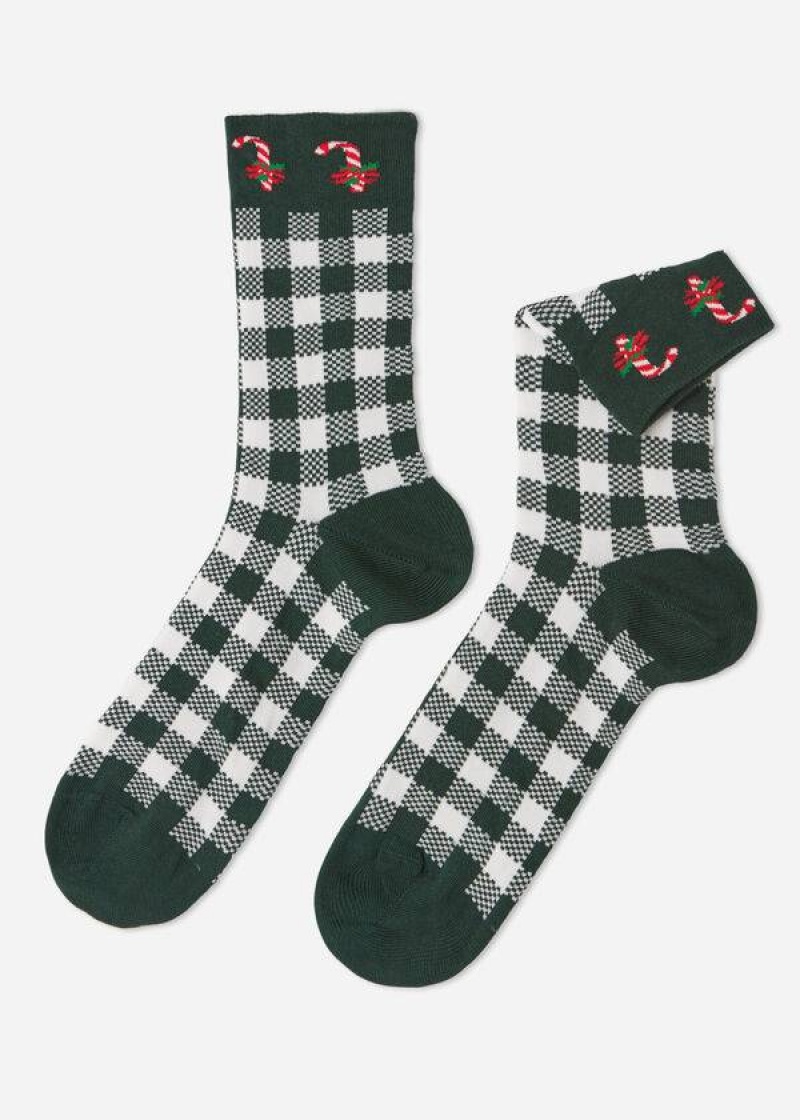 Calzedonia Christmas Series Short Crew Men's Socks Green | CA 1398VD