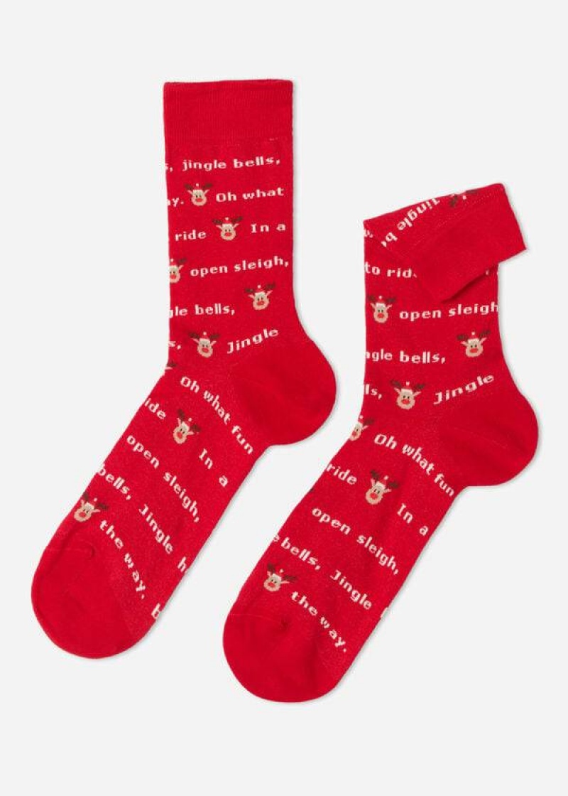 Calzedonia Christmas Series Short Crew Men's Socks Red | CA 1397CE