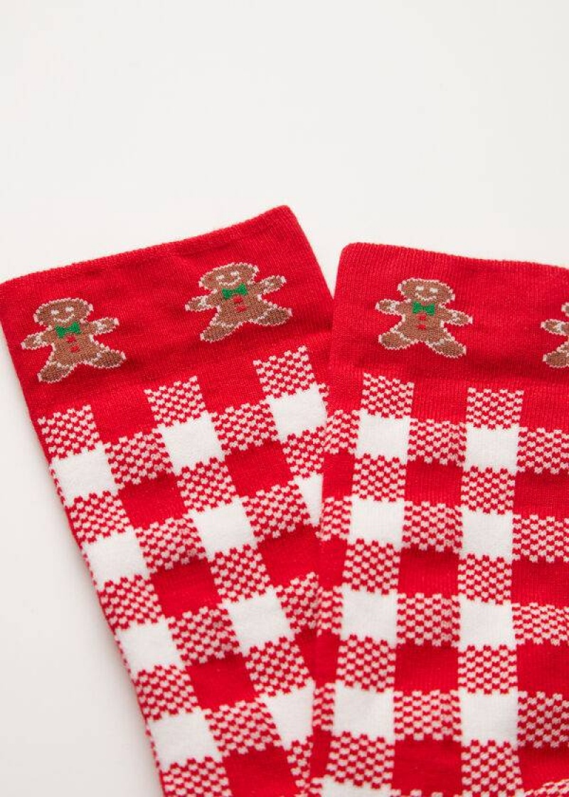 Calzedonia Christmas Series Short Crew Men's Socks Red / White | CA 1396XF