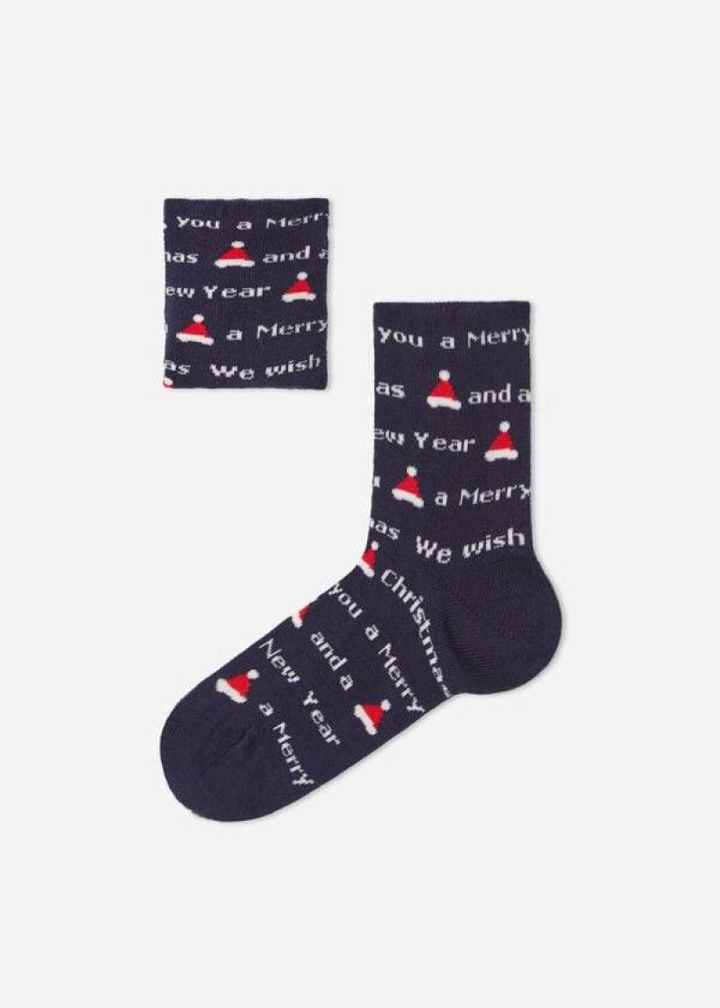 Calzedonia Christmas Series Short Kids' Socks Blue | CA 1096UT