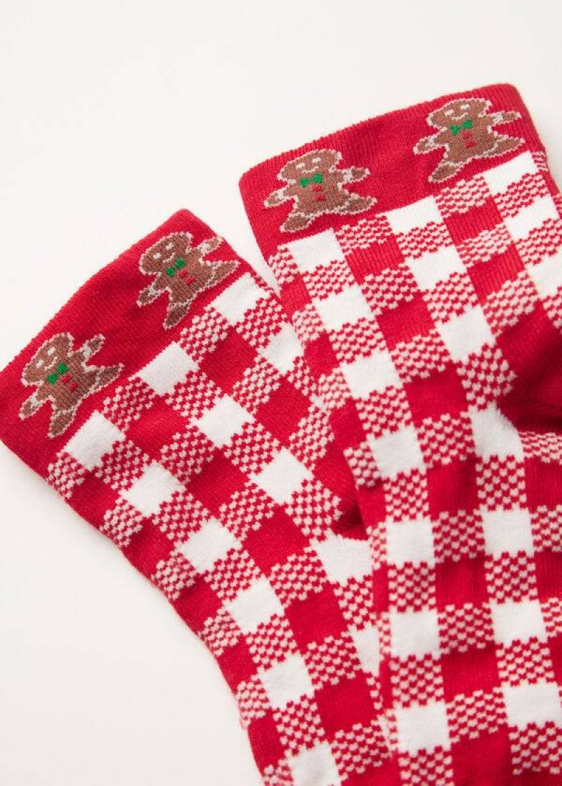 Calzedonia Christmas Series Short Kids' Socks Red / White | CA 1095YU