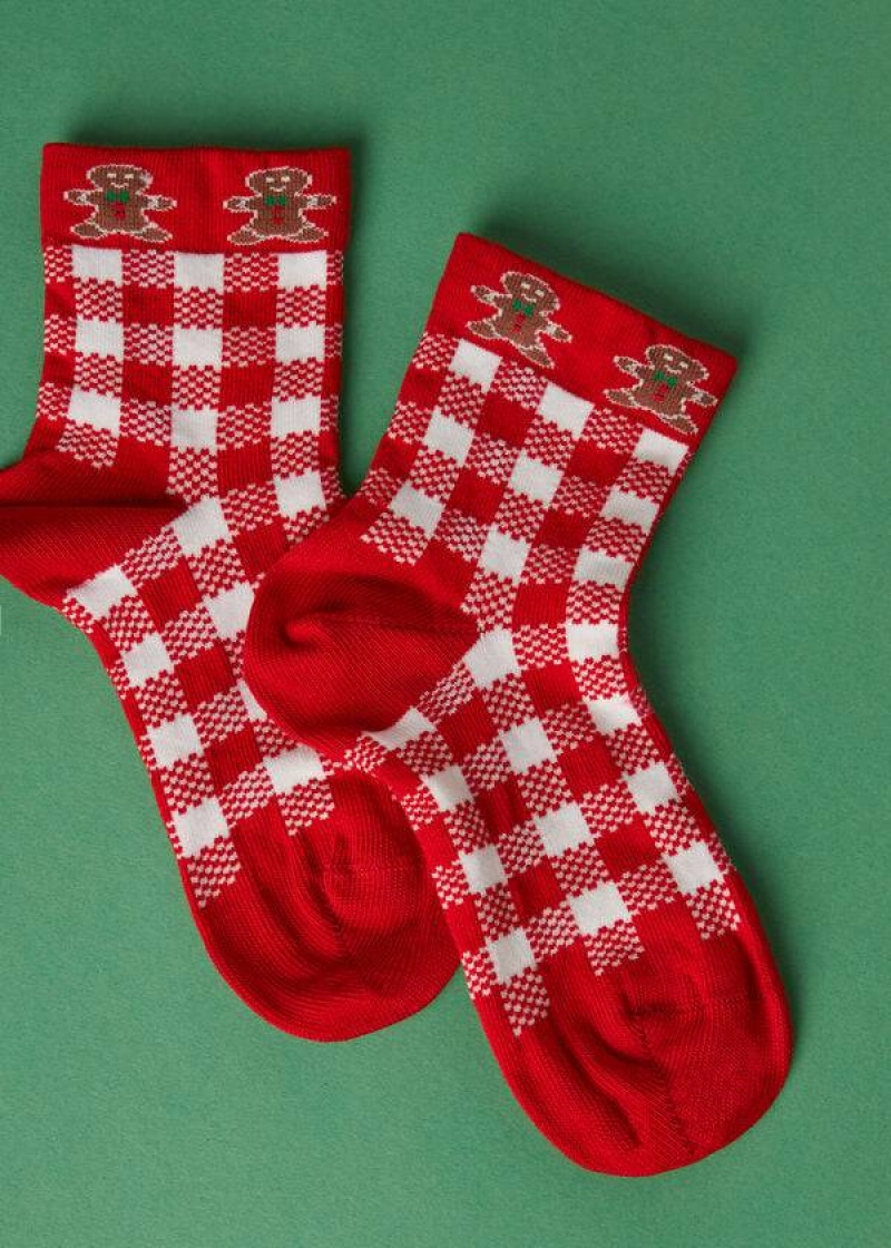 Calzedonia Christmas Series Short Kids\' Socks Red / White | CA 1095YU