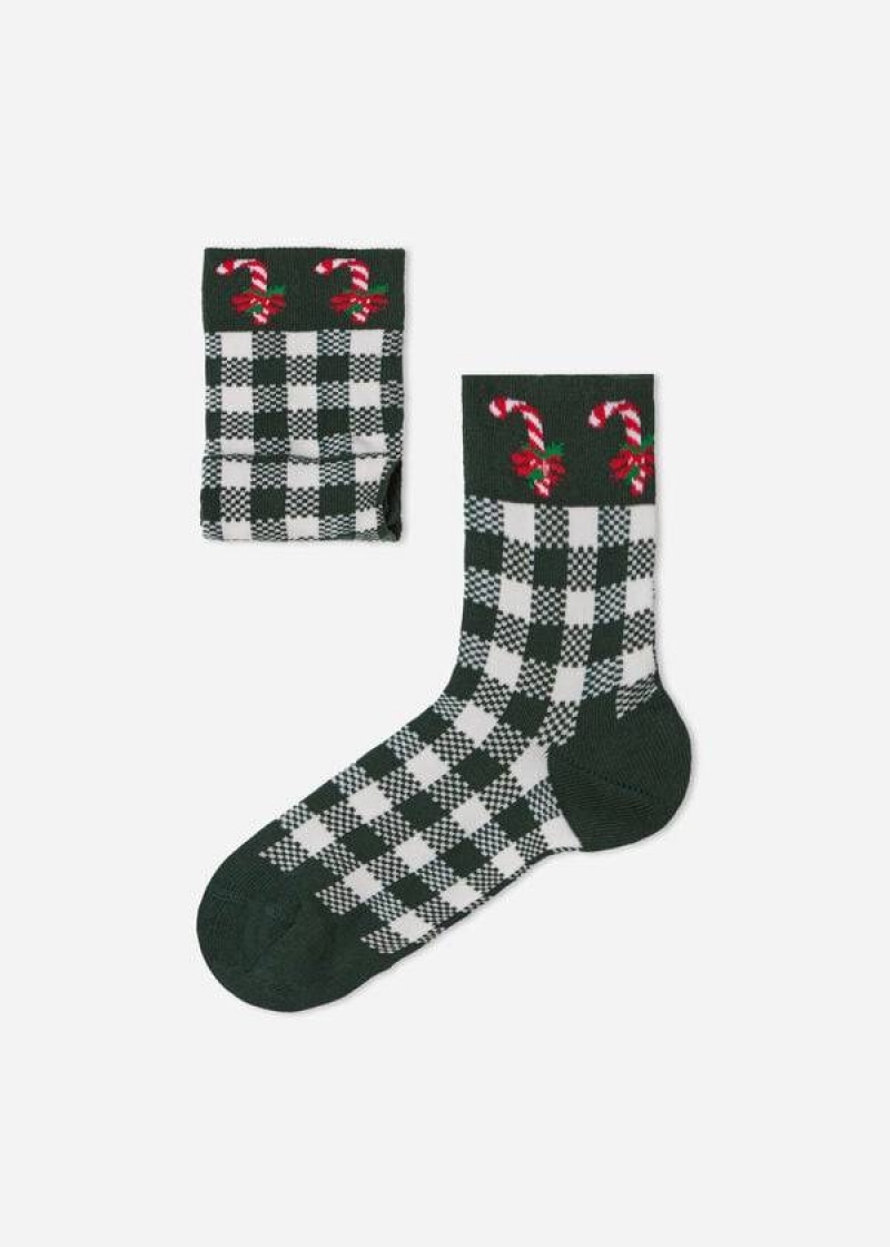 Calzedonia Christmas Series Short Kids' Socks Green | CA 1094TV