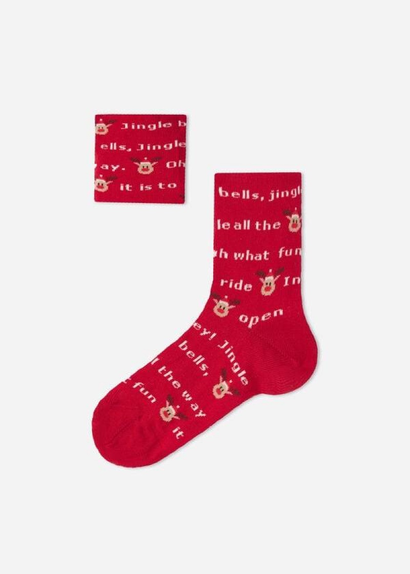 Calzedonia Christmas Series Short Kids' Socks Red | CA 1093RW