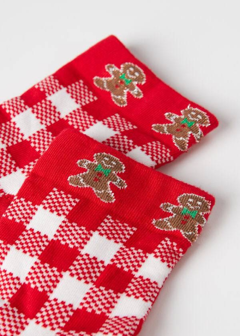 Calzedonia Christmas Series Short Women's Socks Red / White | CA 1822TV