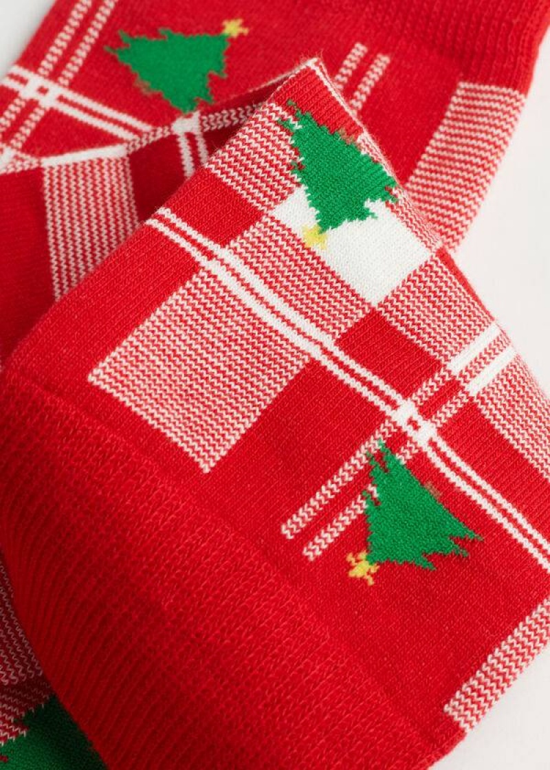 Calzedonia Christmas Short Crew Men's Socks Red | CA 1391HK