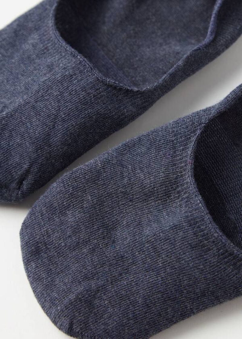 Calzedonia Cotton Invisible Men's Socks Navy | CA 1282AP