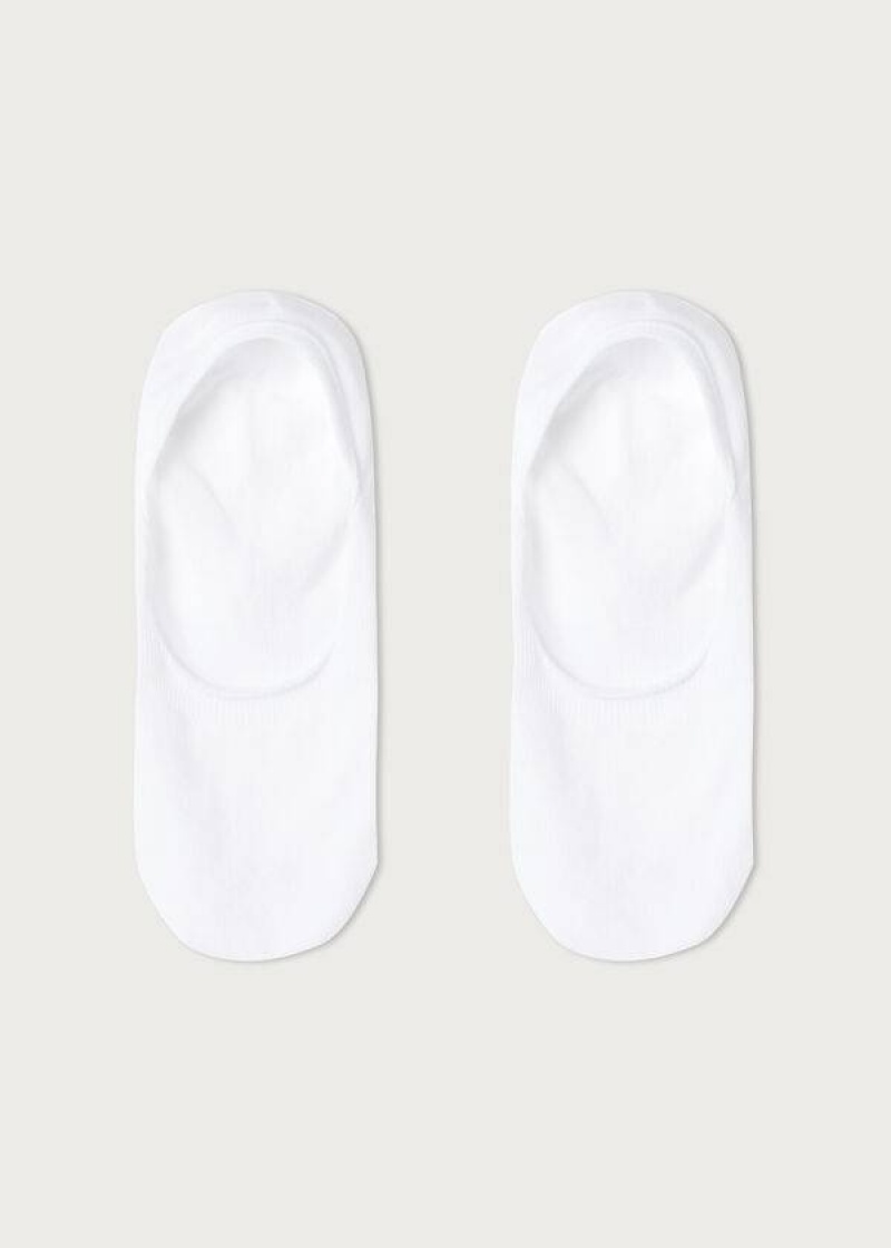 Calzedonia Cotton Invisible Men's Socks White | CA 1287HK