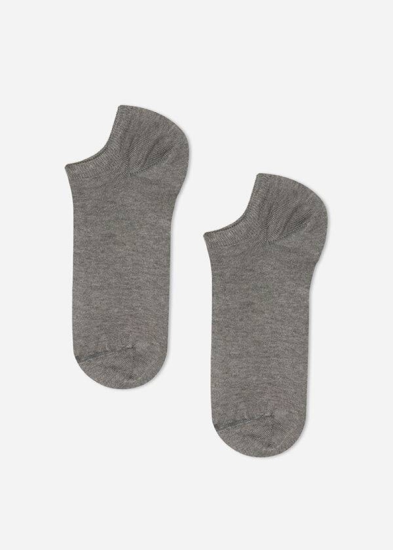 Calzedonia Cotton No-Show Men's Socks Grey | CA 1294VD