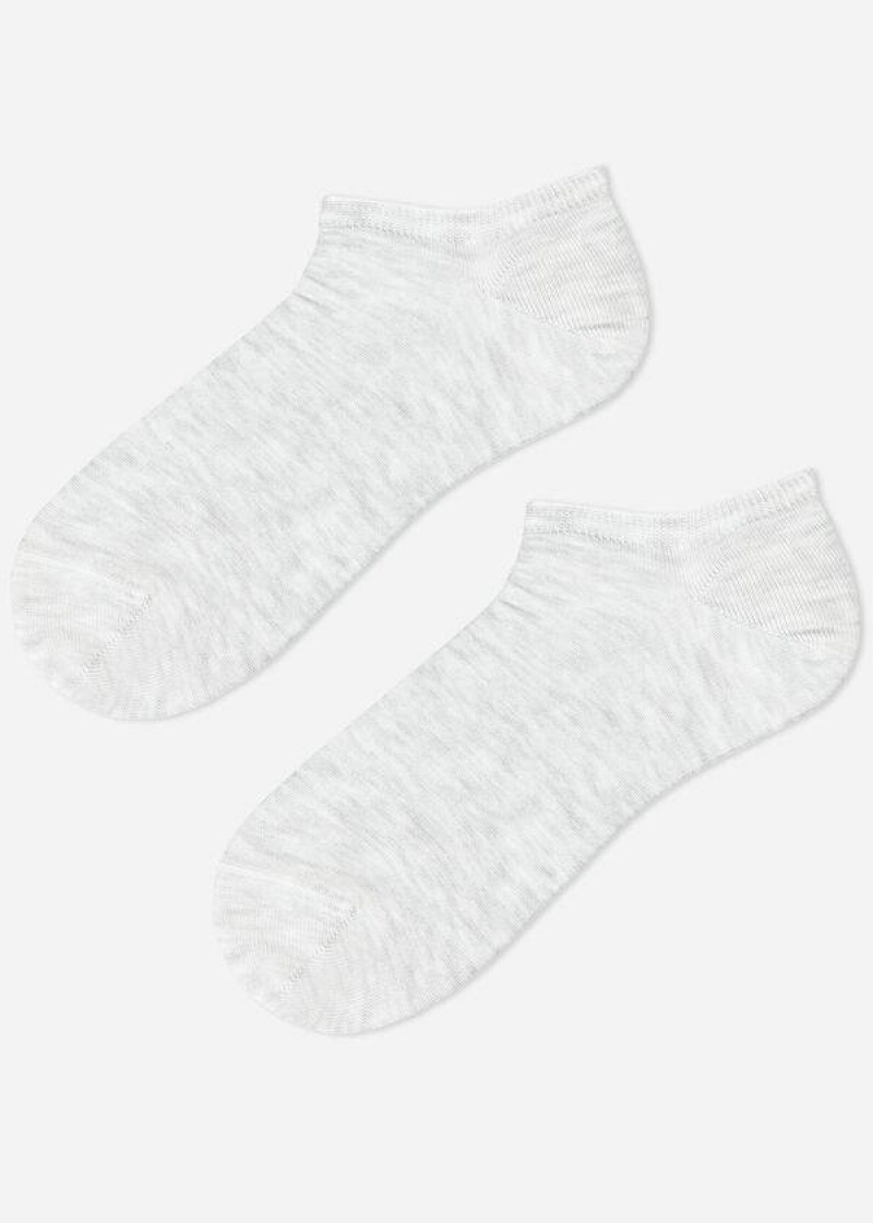 Calzedonia Cotton No-Show Men's Socks Silver | CA 1291ZG