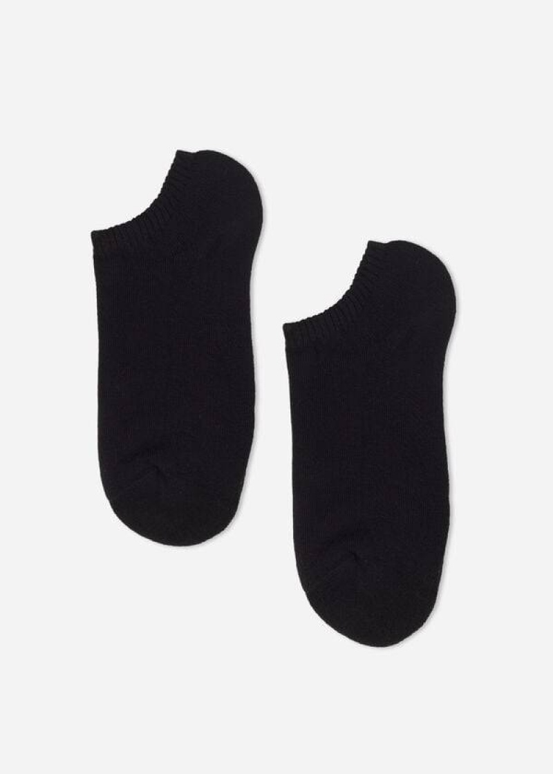 Calzedonia Cotton No-Show Sport Women's Socks Black | CA 1900TV