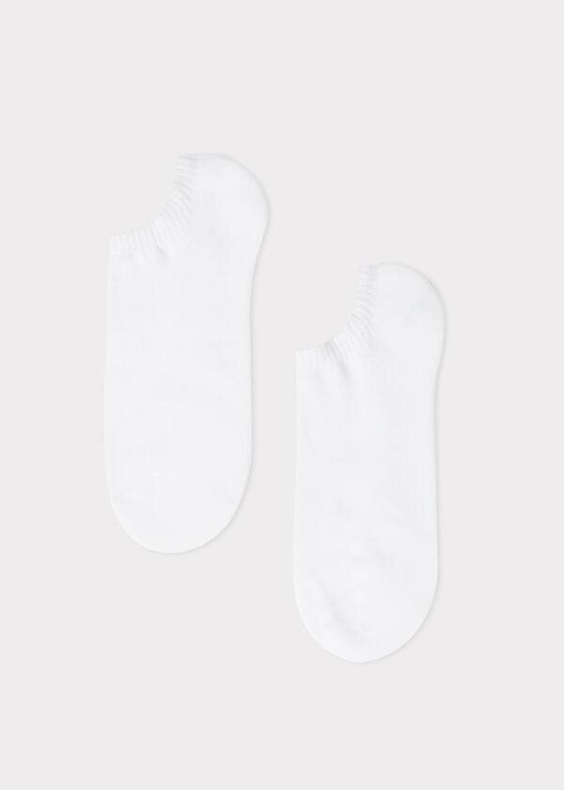 Calzedonia Cotton No-Show Sport Women's Socks White | CA 1899RW