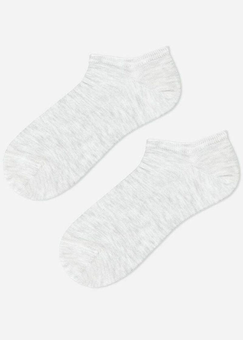 Calzedonia Cotton No-Show Women's Socks Silver | CA 1909FM