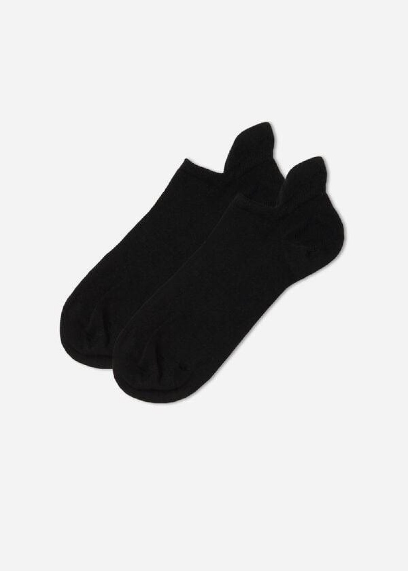 Calzedonia Cotton No-Show cobey Men's Socks Black | CA 1306OR