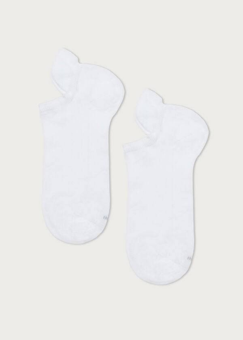 Calzedonia Cotton No-Show cobey Men's Socks White | CA 1305IS