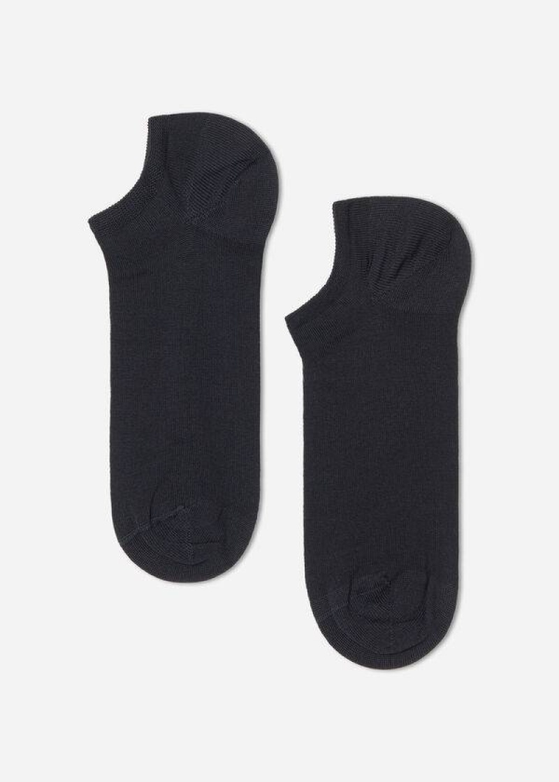 Calzedonia Cotton No-Show rosa Men's Socks Blue | CA 1299WY