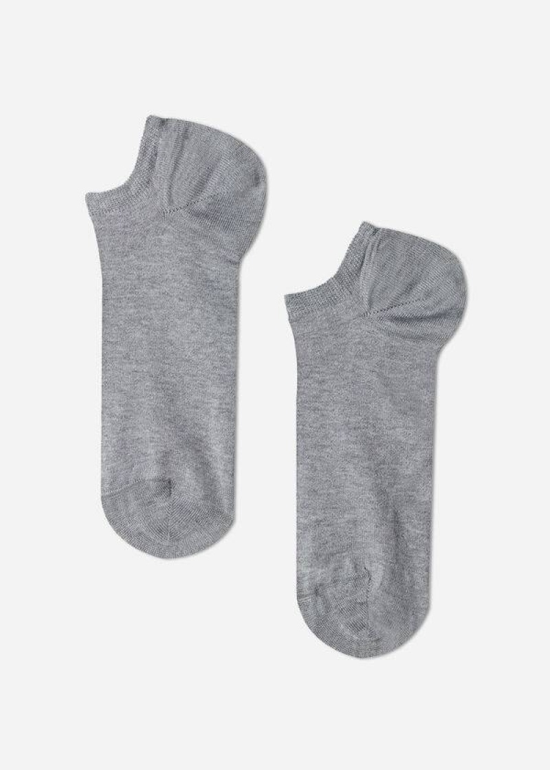 Calzedonia Cotton No-Show rosa Men's Socks Grey | CA 1296NB