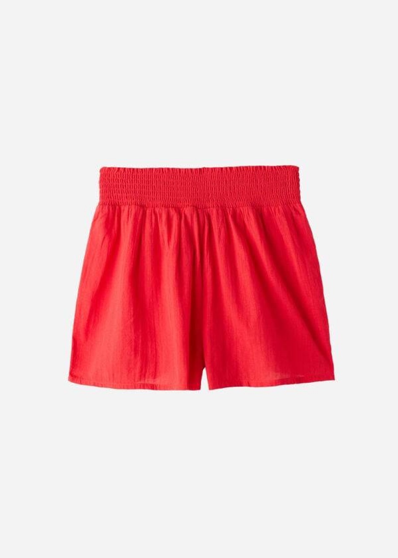 Calzedonia Cotton Shorts Sexy Women's Cover Ups Red | CA 2063SO