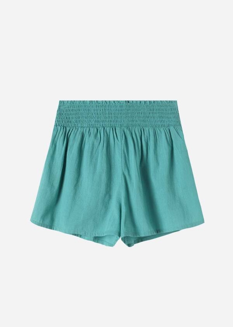 Calzedonia Cotton Shorts Women's Cover Ups Turquoise | CA 2072XF