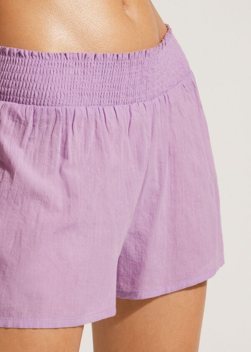 Calzedonia Cotton Shorts Women's Cover Ups Purple | CA 2071ZG