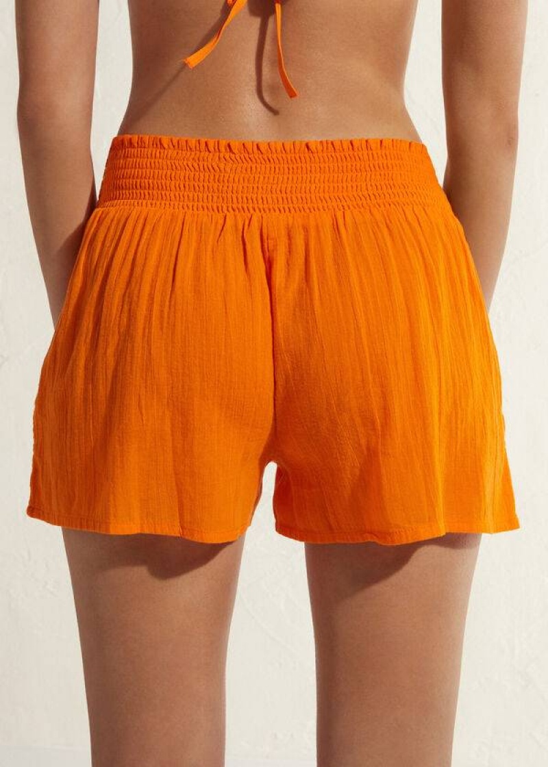 Calzedonia Cotton Shorts Women's Cover Ups Orange | CA 2070LH